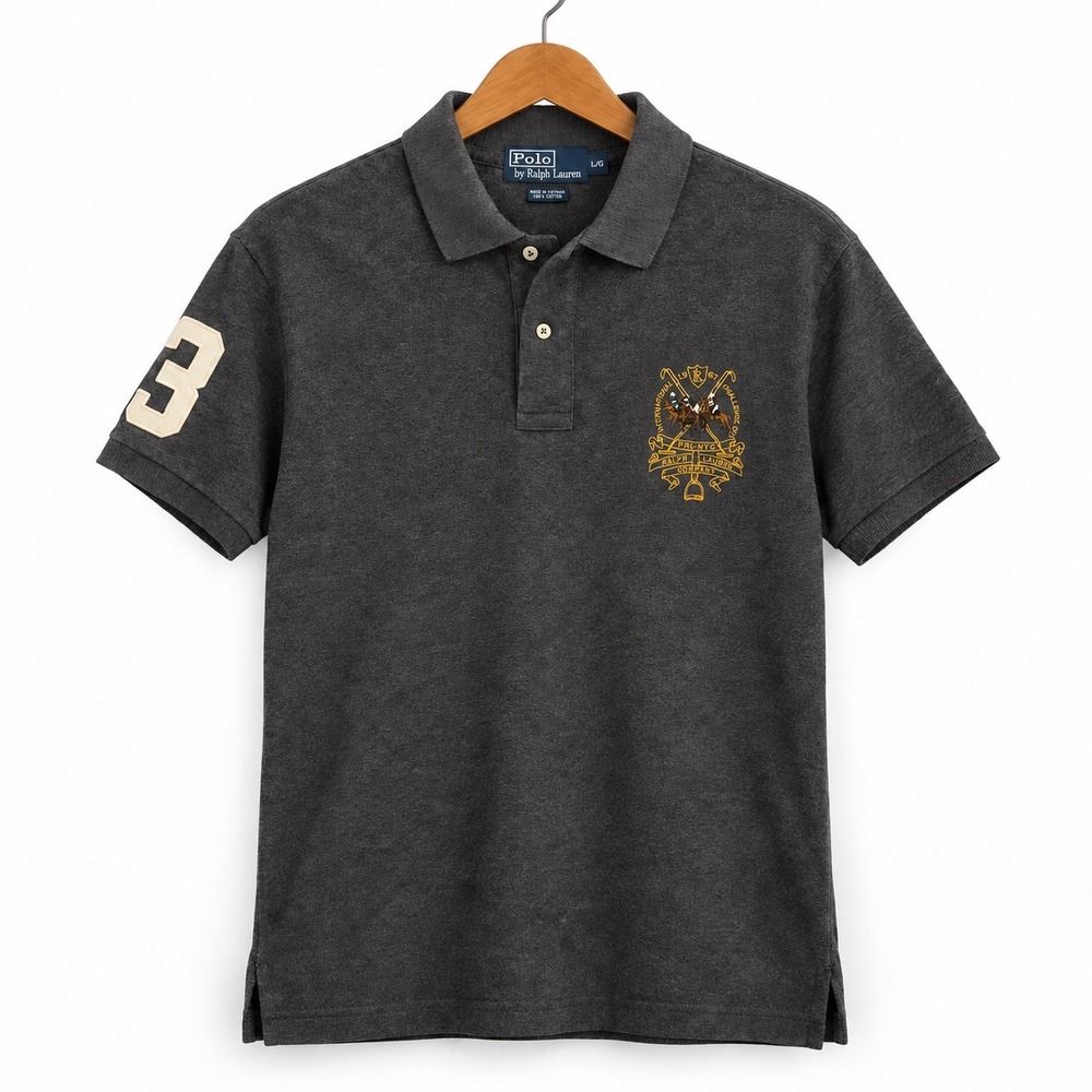 Polo Ralph Lauren Mens Large Gray International Challenge Cup Polo Shirt 3